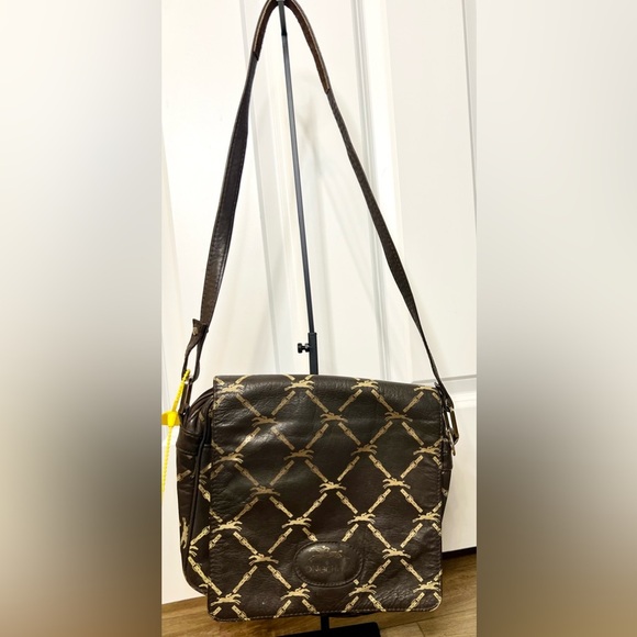 Longchamp Shoulder Bag Leather Dark Brown Horse Pattern - previously loved - Picture 2 of 11